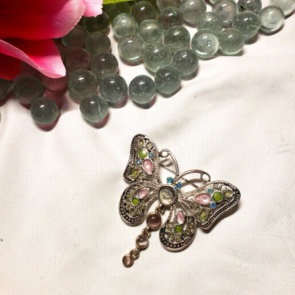 Jeweled Butterfly Pin